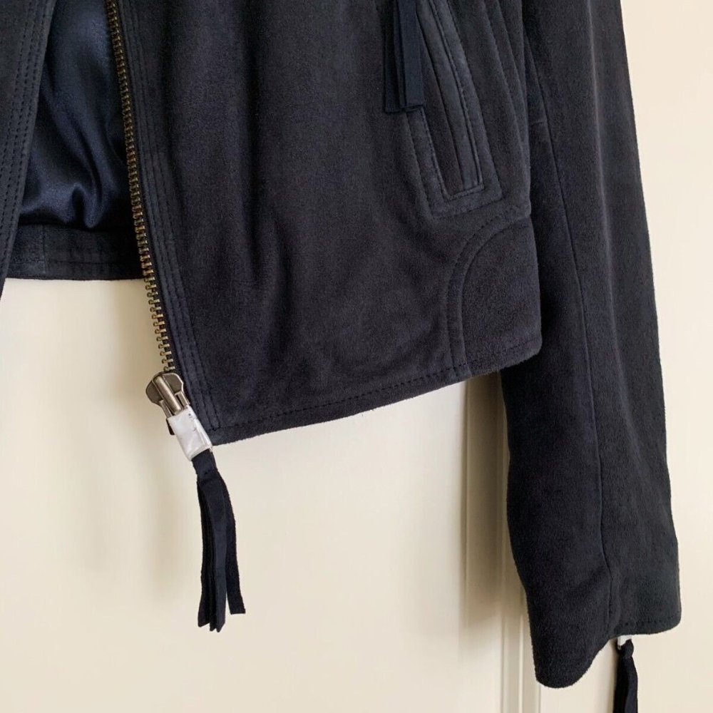 Women's NWT Joie Ailey Leather Suede Moto Jacket in Dark Navy - Picture 3 of 7